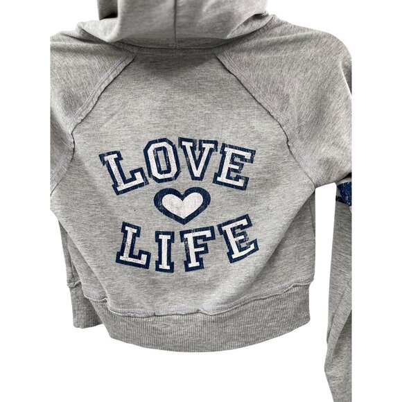 No Boundaries Cropped Sweatshirt Juniors S (3) Used Gray Blue Y2K - Picture 3 of 15